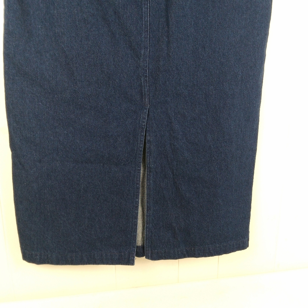 Mountain Lake Denim Midi Skirt Size 12 Blue Minimalist Modest Boho Cottagecore - Picture 5 of 10